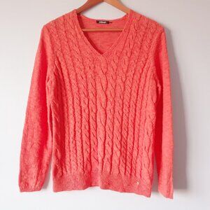 Olsen Cotton Knit V-Neck Top M